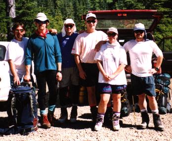Brad, DJ, Rod, Drew, Kathy, and Bruce at the trailhead.