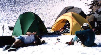 Brad power lounging at camp with DJ.